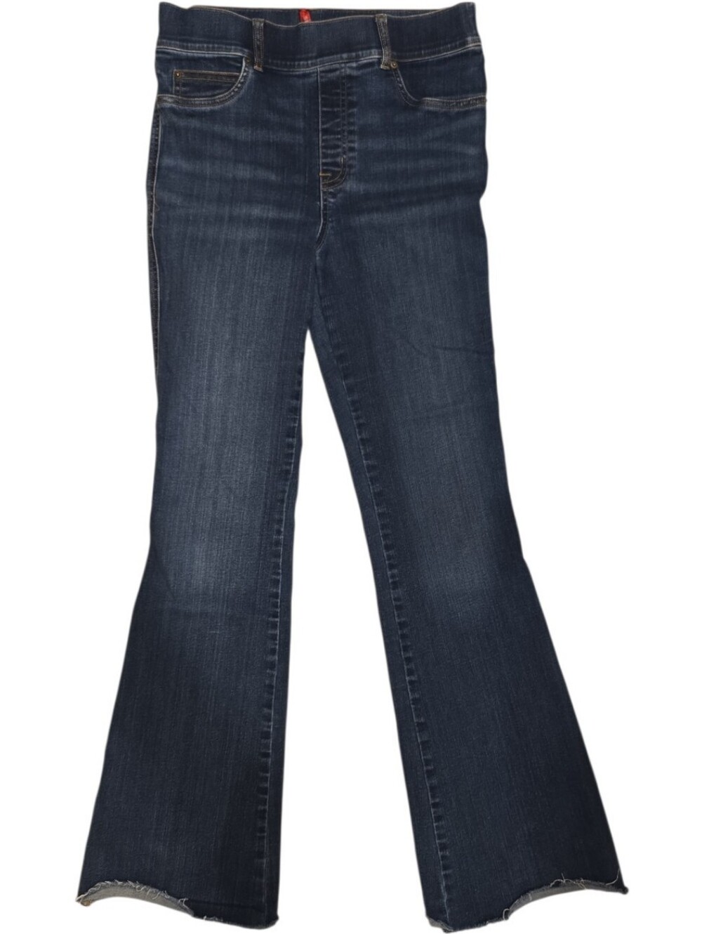 Spanx Denim Flare Jeans Women’s Blue Denim Stretch Medium Raw Edge